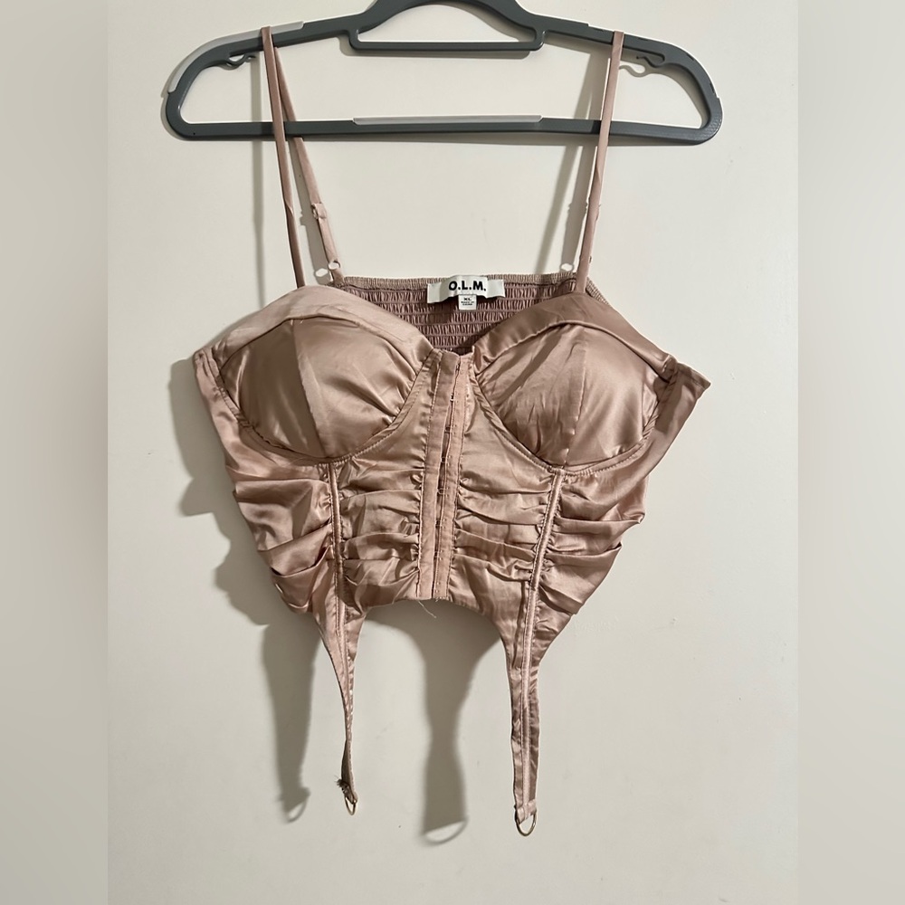 O.L.M Corset Top in Blush / cream tan size XL